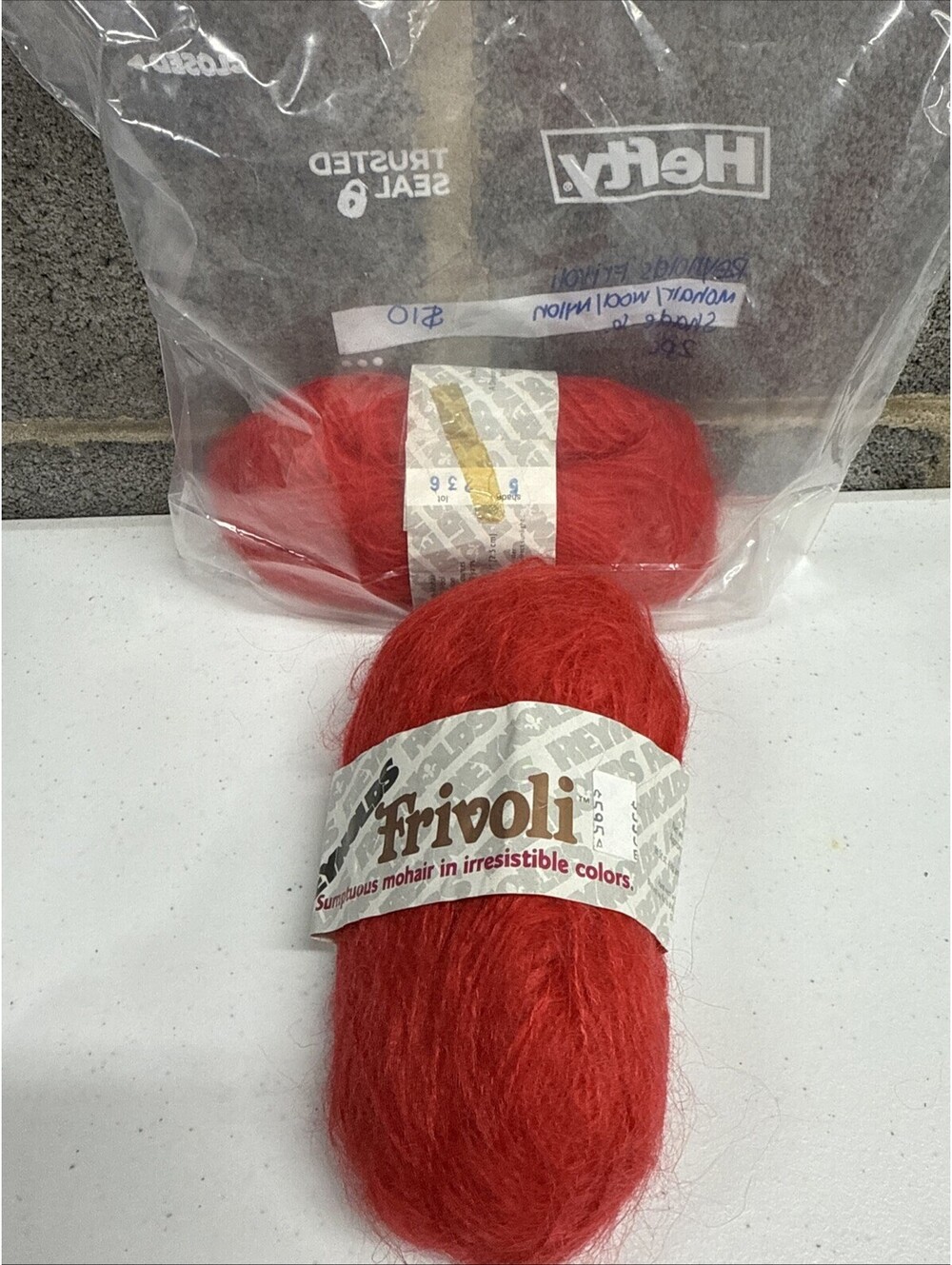 Reynolds Frivoli Shade 6 Red Mohair/Wool/Nylon 2 Skein Lot